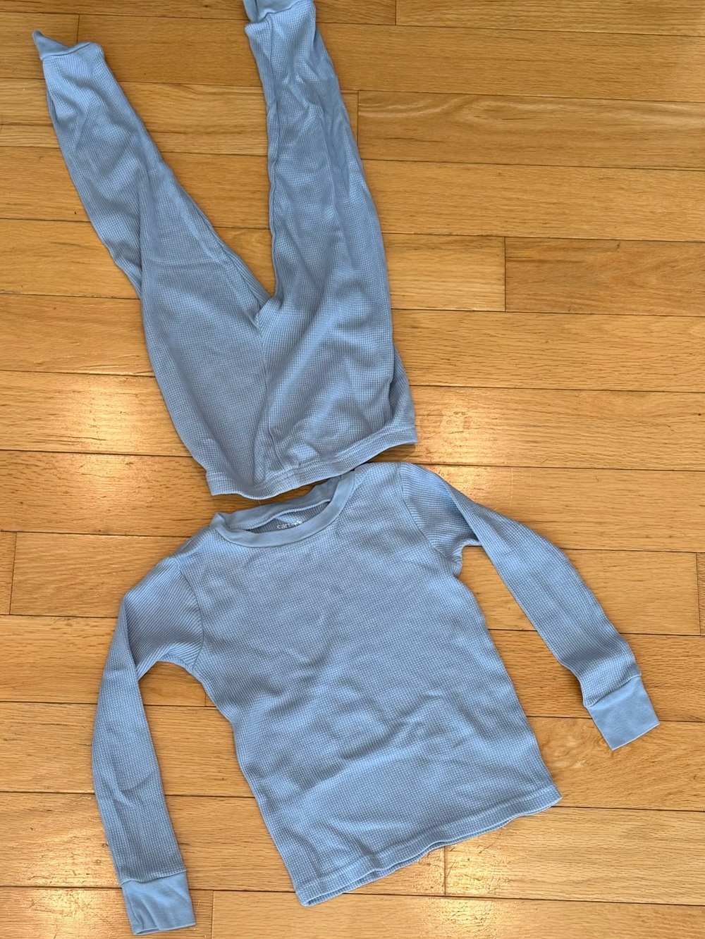 Kids Long-Sleeve Thermal Top & Bottom Set - Light Blue Size 5t